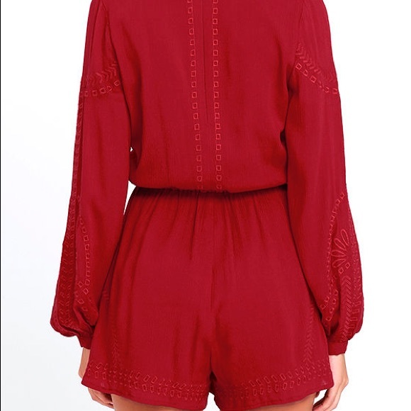 Red Embroidered Romper - Picture 4 of 7